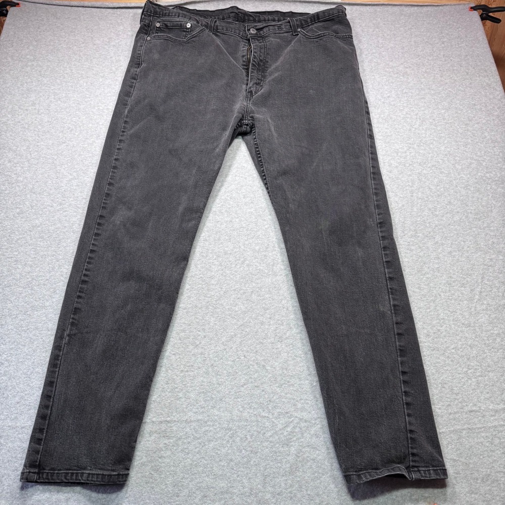 Levis 502 Regular Taper Mens Jeans 44x34 Faded Black‎ Gray Denim Zip Fly
